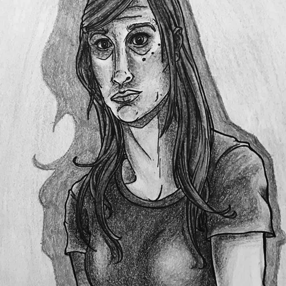 Amanda Bouldin's Self Portraits - Still Amanda - Colored pencil on paper.