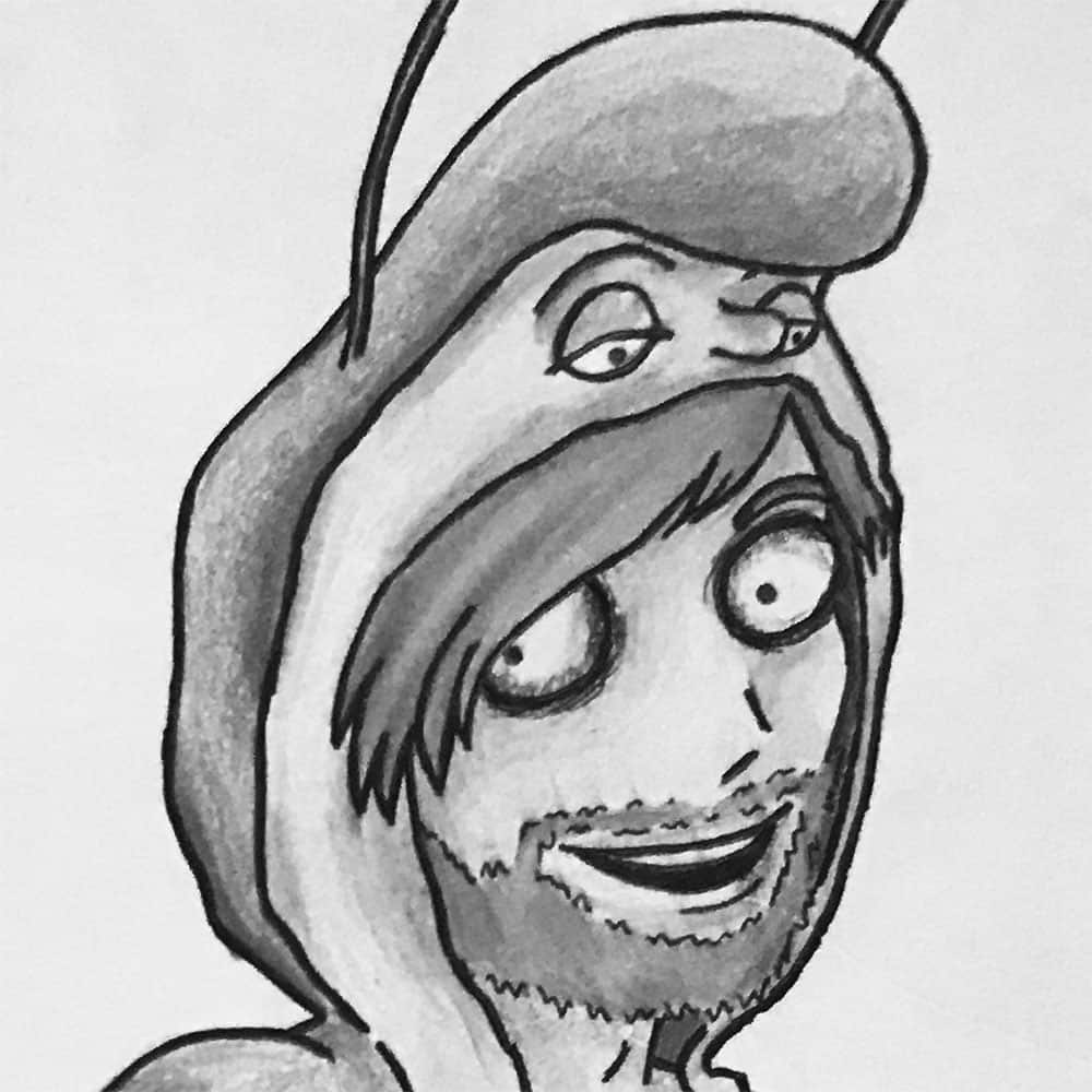 Amanda Bouldin's Indie Comics - Hookah - happy man in silly hat with a hookah - colored pencil and india ink on paper