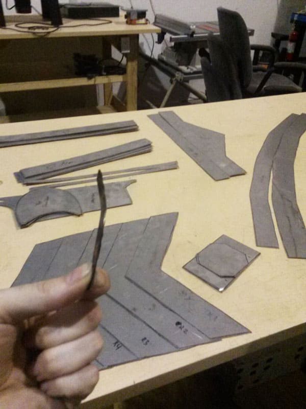 Amanda Bouldin's Costume Designs - Production of chest piece - working with breastplate template pieces.